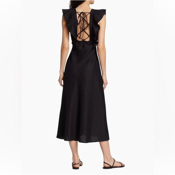 Rails Constance Linen Midi Dress Size Medium In Black - Picture 2 of 15